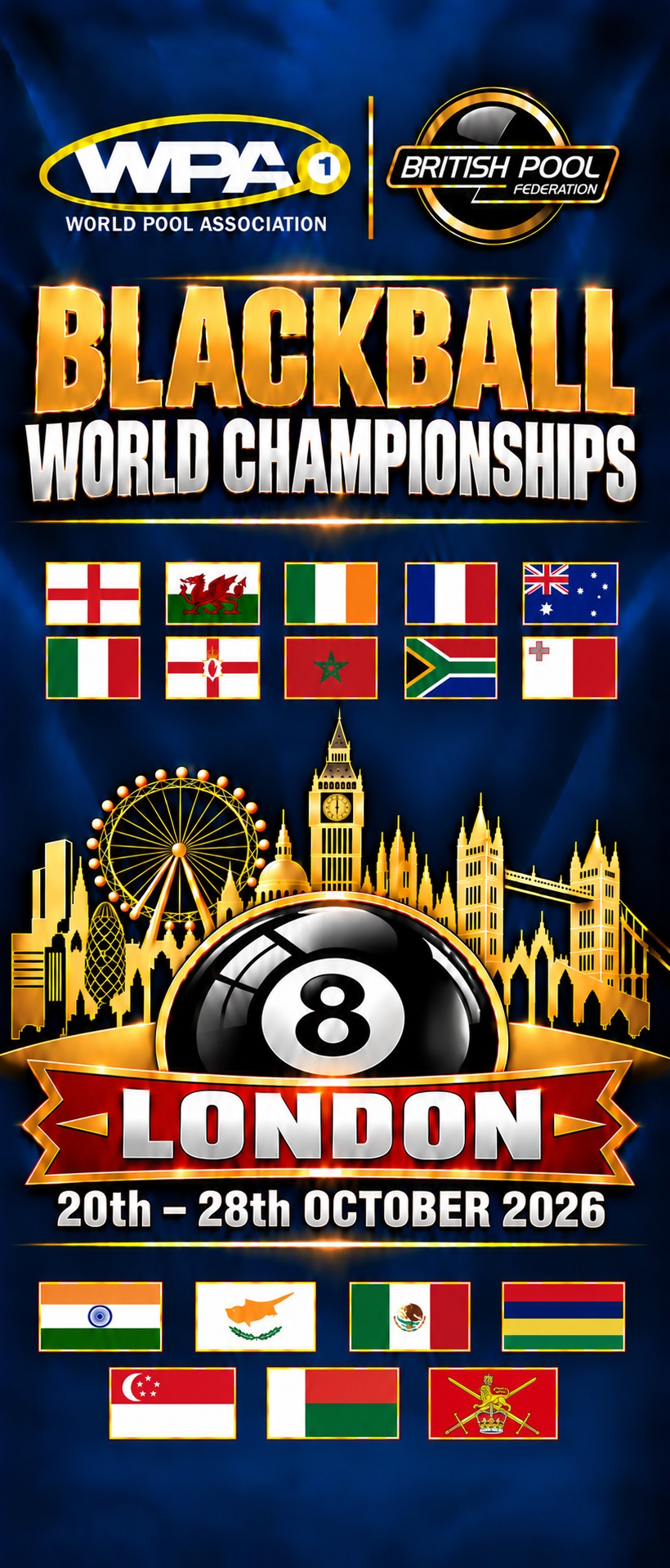 Competing nations flag banner