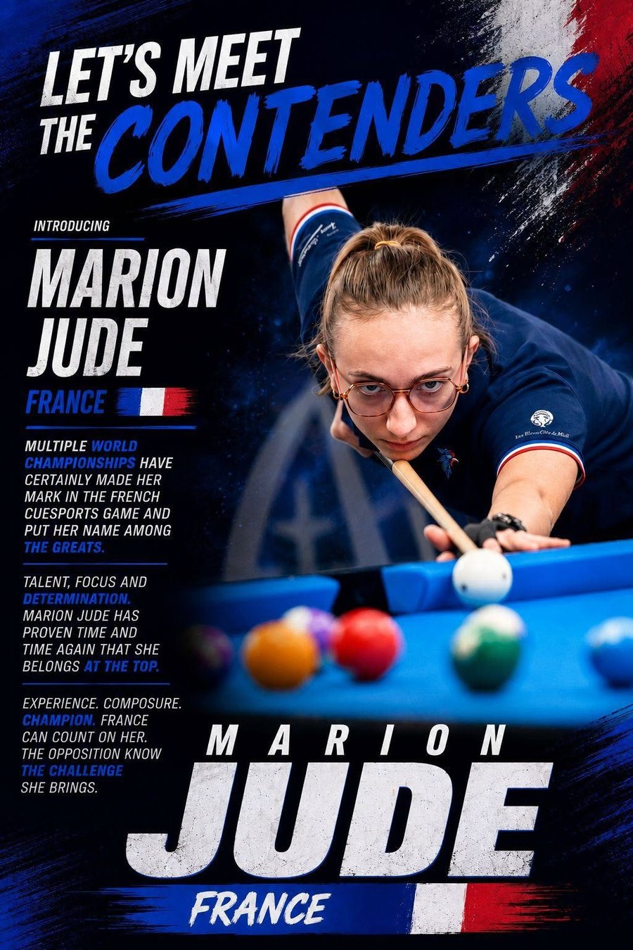 Meet the Contenders poster for Marion Jude of France